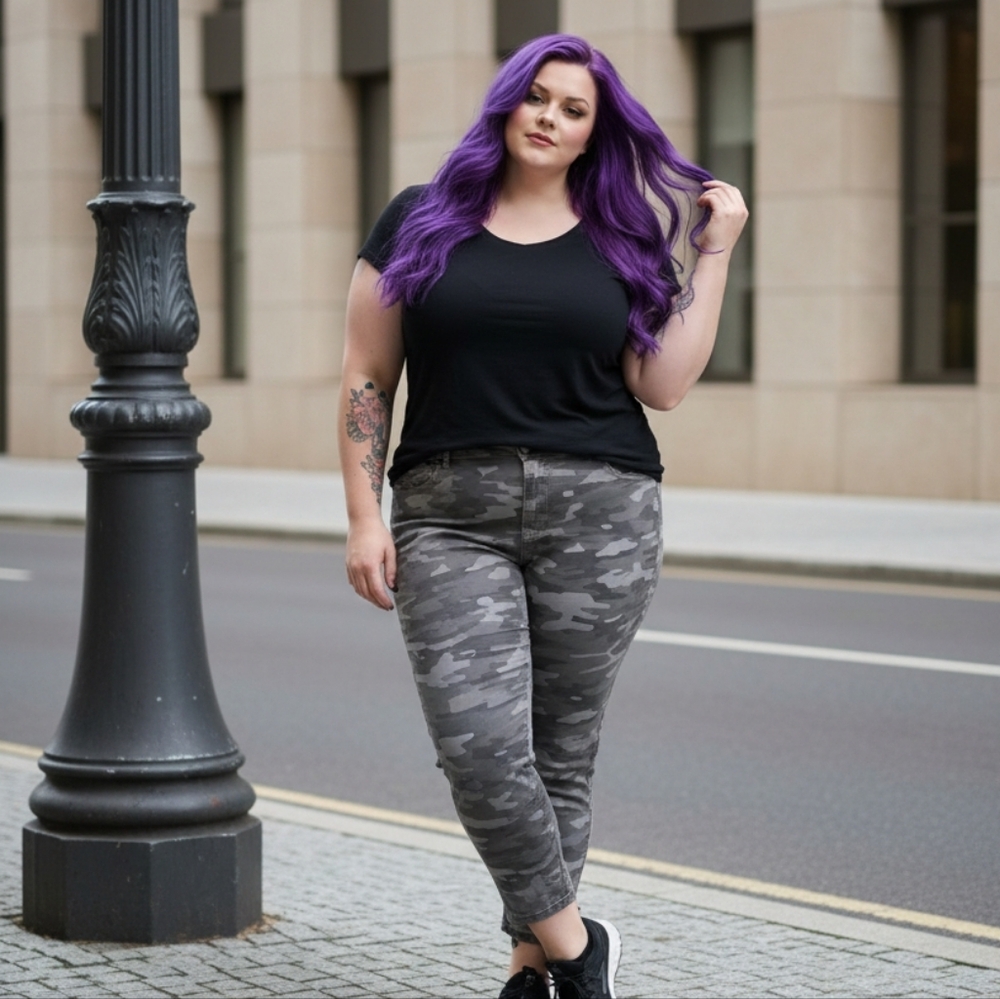 Plus Size Camo Slim Straight Ankle Length Pant Nordstrom Size 22W